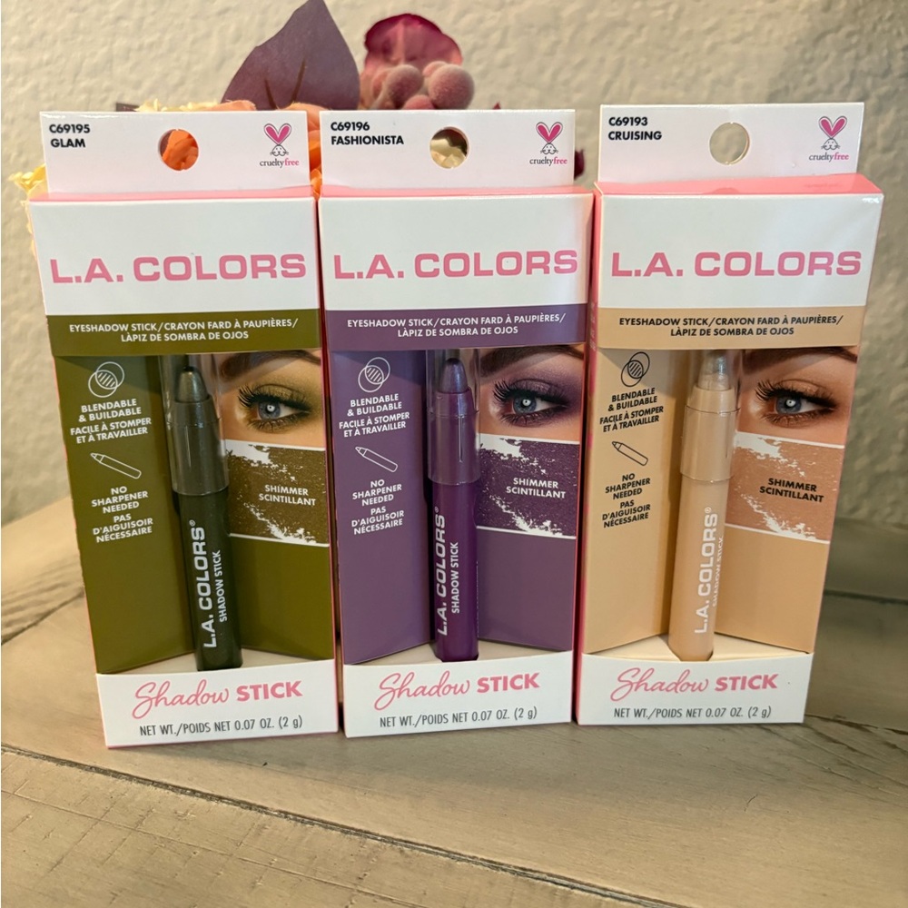 L.A. COLORS Shadow Stick Trio — Olive, Purple, Beige